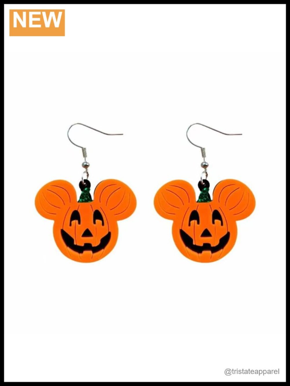 Mouse Jack O Lantern Halloween Earrings Acrylic Drop Dangle French Wire